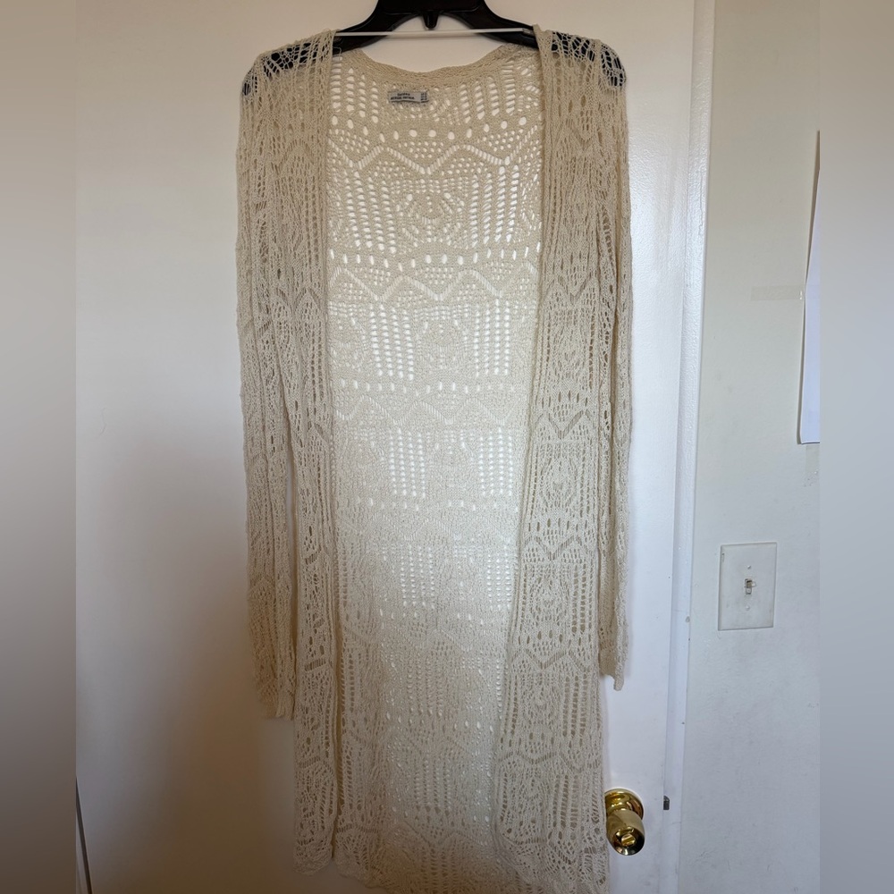 Bershka Cream Lace Cardigan Sweater size M